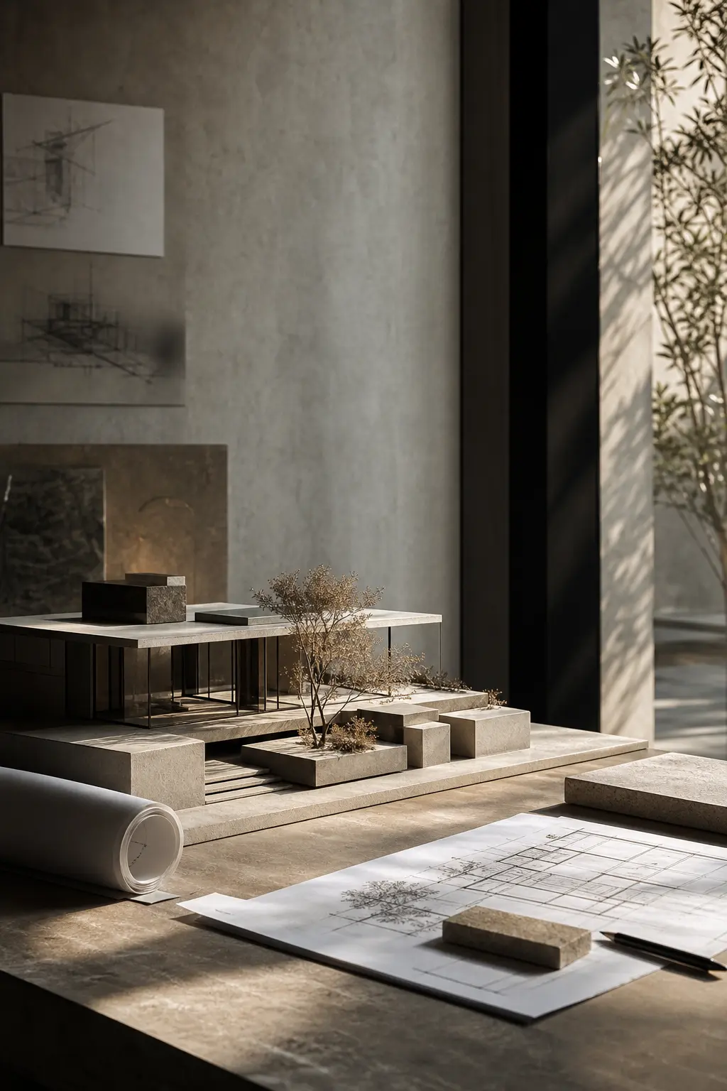 Modelo arquitetônico e materiais de projeto em ambiente contemporâneo